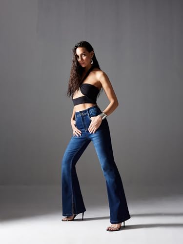 Image of Miss Chase Women's Wide-Leg High-Rise Regular-Length Stretchable Shaping Denim Jeans