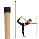 P Polerden Yoga Stick Natural Bamboo 5ft, Exercise Stick for Mobility, Stretching Stick with Non-Slip Ends, Exercise Dowel for Physical Therapy, Balance Pole and Stretch Bar for Posture Correction