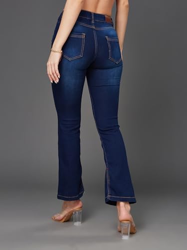 Image of Miss Chase Women's Skinny High Rise Cropped Length Fringe Detailing Stretchable Denim Jeans