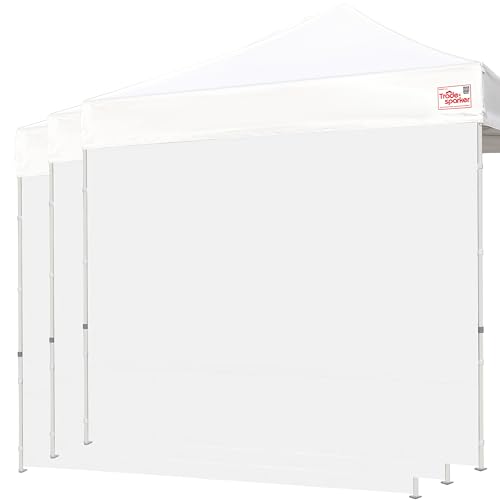 Image of Tradesparker 10x10 Pop Up Canopy Wall with Zipper, 86 inch Height Instant Canopy SunWall Tent Sidewalls for 10x10 Pop Up Tent,3 Pack Sidewall Only,White