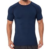 Donason Kompressionsshirt Herren Kurzarm Sport Funktionsshirt Kurzarm Running Fitnessshirt Männer Sportshirt Atmungsaktiv T Shirt Schnelltrocknendes Laufshirt für Laufen Jogging Sport Gym Tops