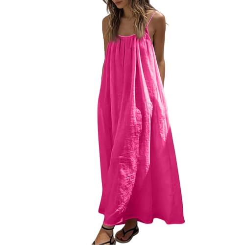 Image of HTHLVMD Backless Cami Dress Summer Dresses for Women 2026 Spaghetti Strap Dresses Womens Solid Color Backless Cami Dress