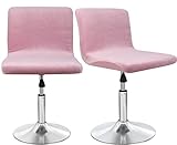 SONNACH Bar Stool Covers, Velvet Barstool Slipcovers with Back, Slipcovers for Short Stool (2, Pink)