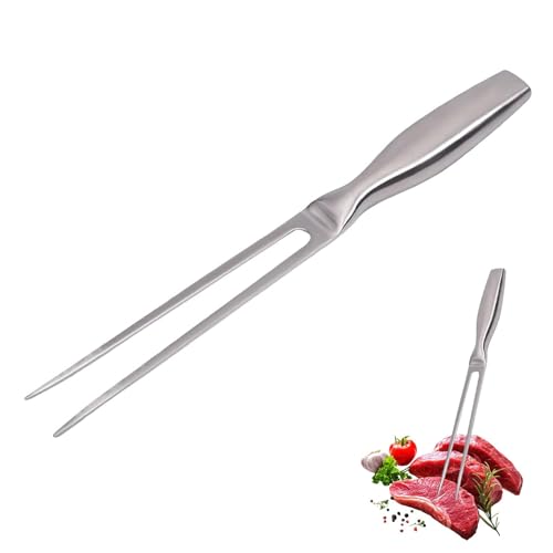 Tenedor de carne de acero inoxidable, 27 cm, tenedor de carne profesional, grande para filetes, asados, pollo asado y verduras, tenedores de barbacoa con mango largo, inoxidable y fácil de limpiar