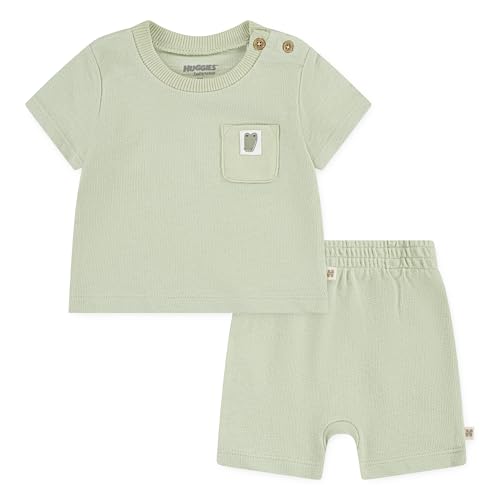 HUGGIES unisex-baby Baby One Pocket T-shirt and Shorts 2-piece Outfit Set