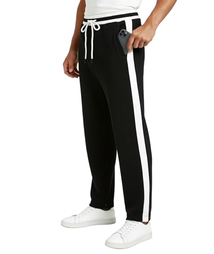 ZITY Mens Fleece Pants with Pockets Sherpa Lined Warm Sweatpants Heavyweight Winter Athletic Gym Thermal Joggers for Running Black