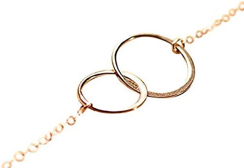 Designed by Stacey Handmade Two Interlocking Circles Necklace, 14K Rose Gold-Filled Chain, Sentimental Jewelry Gifts for Women, Golden Birthday, Christmas, Anniversary, 16 to 18" Adjustable Chain - Image 7