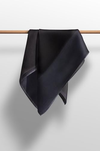 100% Silk Head Scarf for Women - 12"x27" / 30 * 170cm, Hair Scarves Satin Head Scarf Bandanas Square, Black Silk 80003