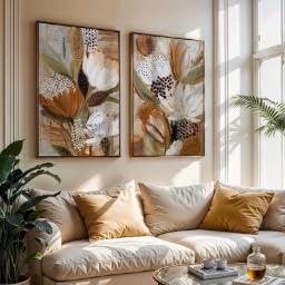 SDVIB Poster retrò in stile bohémien con stampe floreali astratte su tela, decorazioni moderne e minimaliste per interni (60x80 cm/2 pezzi senza cornice)
