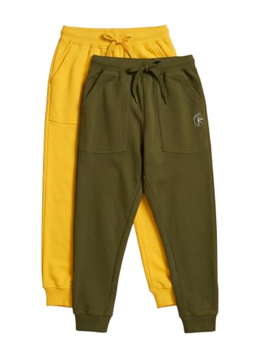 Image of KiddoPanti Boys Solid Fleece Track Pants | Cotton Poly Fleece Fabric | Ankle Length Bottom Rib | 2 Front Patch Pocket | Elastic Waist & Drawcord | Jogger Track Pants for Boys