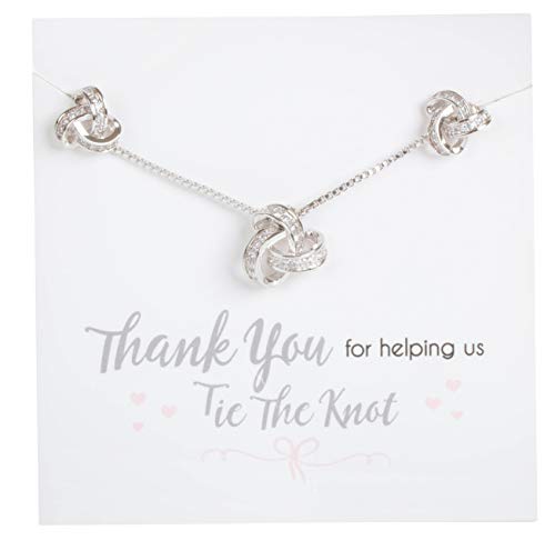 Cleo Classic Designs Bridesmaid Proposal Gift | Knot Earring & Necklace Set | Bridesmaid Jewelry | Bridesmaid Sets | Wedding Jewelry | Bridal Sets (White Gold Plated)