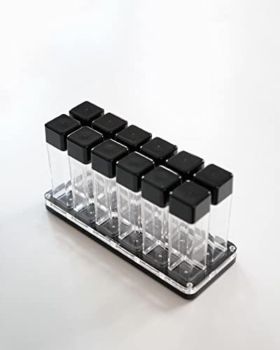 Normcore 12 Tubes Coffee Bean Cellars with Stand & Hopper - Single Dose Coffee Bean Vaults - Espresso Bean Storage Set - One-Way Exhaust Valve - Capacity 25-28g