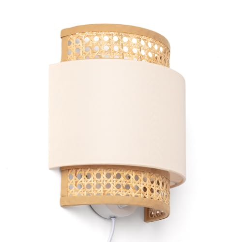 LEDKIA LIGHTING Aplique Pared Ratán y Tela