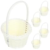 ノーブランド品 編み籠 多機能フラワーバスケット 手作り収納バスケット 花収納小物整理用 寝室 リビング バスルーム対応 5個セット