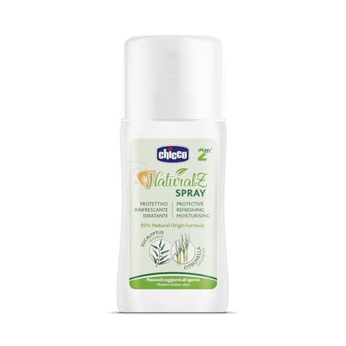 CHICCO NaturalZ Spray Protettivo, 100 ml, Protezione Naturale durante la Stagione Estiva, Con citronella ed Eucalipto, Protezione giorno e notte