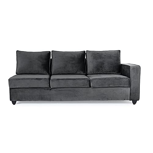Image of Wakefit Sofa Set | 3 Year Warranty | Sofa 3 Seater, 3 Seater Sofa for Living Room, Wooden Sofa Set, 3 Seater + Left Aligned, Sofa for Living Room - Napper(Fabric-Velvet : Space Grey)