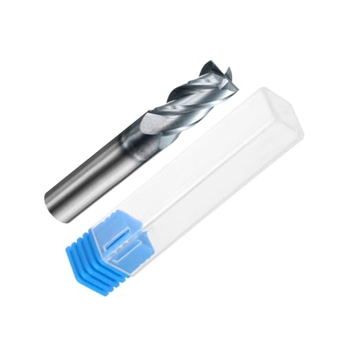 Image of HARFINGTON 5pcs Carbide Square Nose End Mill Bit 1 /2 inch Cut Dia 4 Flutes TiAlN Coated Milling Cutter for Hardened Steel Metal (1 /2 inch Shank 1 inch Cut Length 3 inch Long 30 Degree Helix HRC53-55)