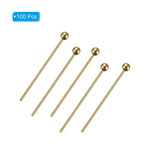 Patikil 100Pcs Gold Ball Head Pins Jewelry Making 24 Gauge 20Mm Wire Head Pins Brass Round Ball Head Pins Metal End Head Pins For Diy Craft Necklaces Bracelets Earrings #TOP2