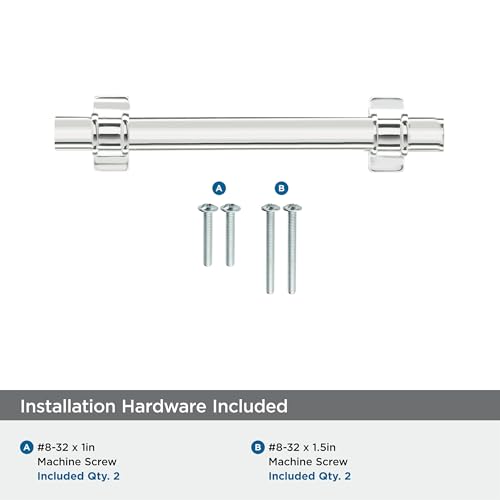 Image of Amerock | Cabinet Pull | Polished Chrome | 3-3 /4 inch (96 mm) Center to Center | Davenport | 1 Pack | Drawer Pull | Drawer Handle | Cabinet Hardware