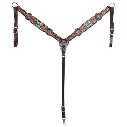 HILASON Western Horse Floral Breast Collar American Leather | for Horses