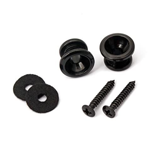 Toddmomy Folk Electric Guitar Strap Lock Buttons Black Metal Safety Locks for Acoustic Electric Guitars Easy Installation Durable Replacement for Guitarists Bass Players