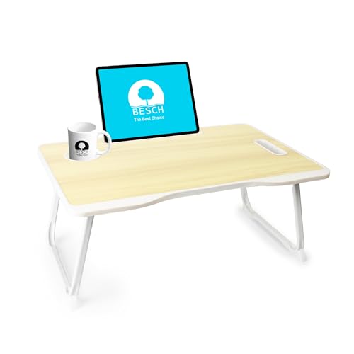 BESCH Mesa Plegable Multifuncional para Cama y Sofá 60x40x27cm – Mesa Auxiliar Portátil con Patas Abatibles, Antideslizante – Ideal para Portátil, Lectura, Desayuno y Trabajo en Casa