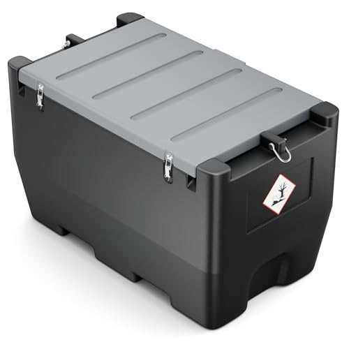 Fuel Transfer Tank, 50 Gallon for Diesel & Gasoline, Portable Fuel Tank with 12V Transfer Pump and 13.1ft Rubber Hose, 10.6 GPM Gas Tank, Auto Fueling Nozzle, Black