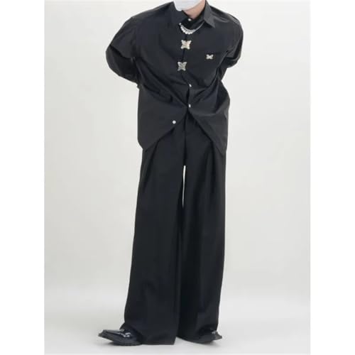 Men's Floor Length Suits Pants Straight Leg Loose Autumn Wide Leg Casual Pants3