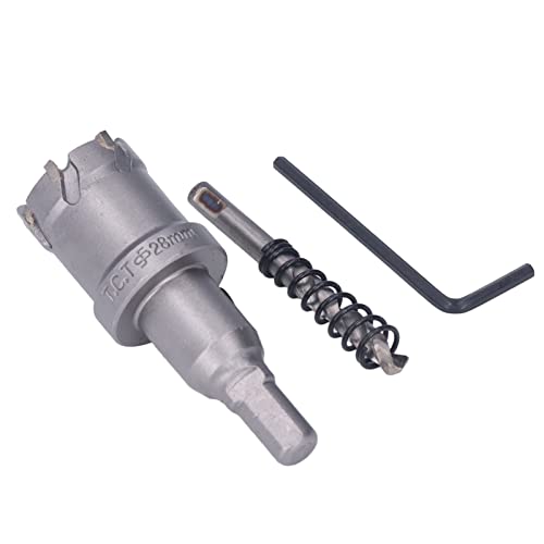 Hole Cutter Kit, Split Guide Drill Carbide Hole Saw Bit Thick Metal Teeth Hole Cutter Kit with Hex Wrench Coring Drill Hole Saw (28mm)