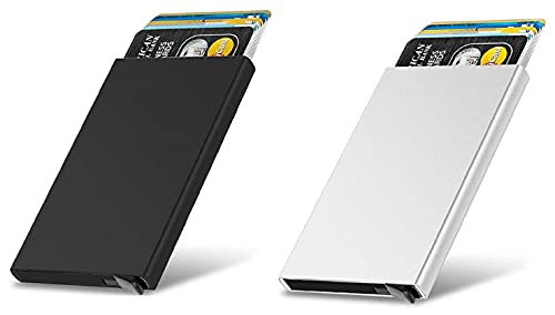 Image of VOGARD Black Metal Unisex RFID Protected Smart Pop Up Wallet (VOPOP06-Black & Silver -Pack 2)