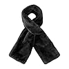Faux Fur Scarf with Hidden Zipper Pocket, Soft Cozy Warm Pocket Scarf for Hands-Free Storage Phone, Valuables (Black)