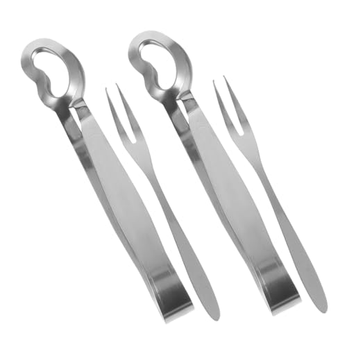 Hemobllo 4pezzi Pinza e Forchetta Per Lumache in Acciaio Resistenti Utensile Per Servire Crostacei Set Da Posate Minimaliste Per Uso Domestico e Ristorante