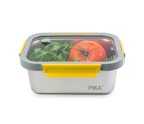Pika - Boite alimentaire en inox et couvercle en verre trempé – Hermétique et légère – Compatible micro-ondes, four, congélateur – MetalShock (1780...