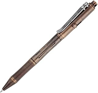 SMOOTHERPRO Solid Brass Bolt Action Pen Compatible with Pilot G2 Refill Stainless Steel Clip Heavy Weight for Tremor Parkinson Arthritic Hands L-Type Bolt Action Copper Plated Black (RG335)