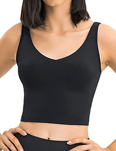 Image of POSHDIVAH Longline Sports Bra Workout Tank Tops | Padded, Removable Pads, Built in bra, Wirefree, Buttery Smooth, Soft, Fitness, Running, Yoga, Wide Straps, U-back