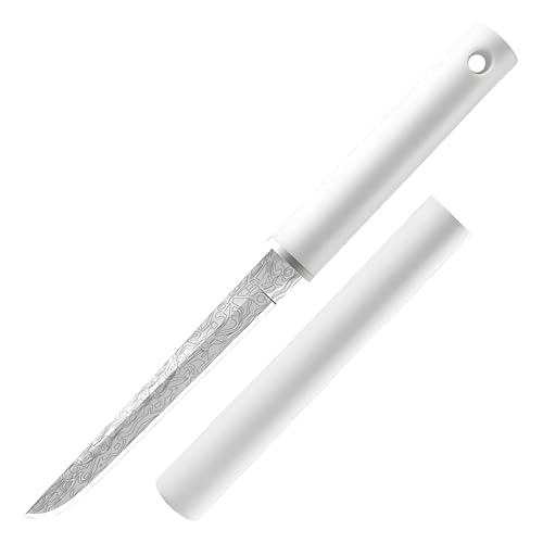 Image of Multifunctional Fruit Knife, Paring Knife Stainless Steel Professional Kitchen Knives with Ergonomic White Handle for Fine Cutting Tasks (Pack of 1, White)