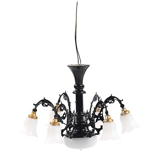 NUOBESTY モデルシャンデリア ドールハウス用シーリングランプ ドールハウス用シーリングライト ミニチュアハンギングライト ミニライト ミニチュ プ 小さな家のシャンデリ プ 金属