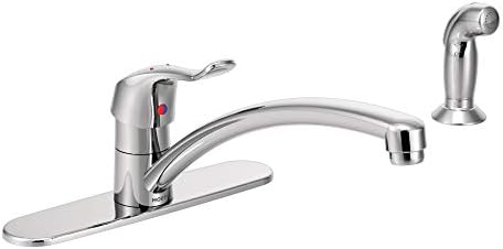 Moen 8717 Commercial M-Dura Single-Mount Kitchen Faucet with 12-Inch Spout  Reach and Side Spray, 1.5-gpm, Chrome
