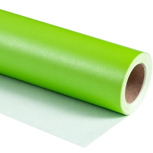 RUSPEPA Lime Green Gift Wrapping Paper - Mini Roll - Solid Color Pearly Shiny Silk Paper Perfect for Wedding Birthday Christmas Grinch Baby Shower EAster - 17 Inches X 32.8 Feet