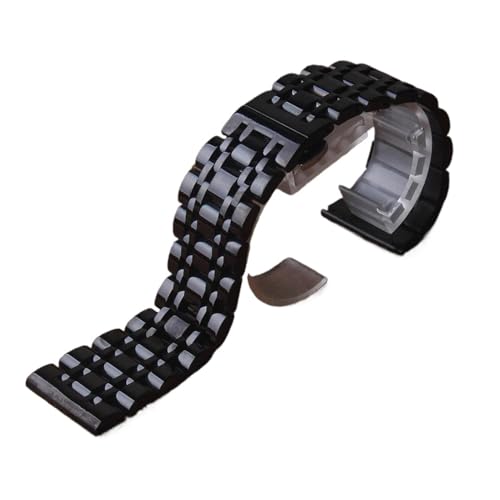 Bracelet de montre en acier inoxydable argenté et noir 14mm-26mm