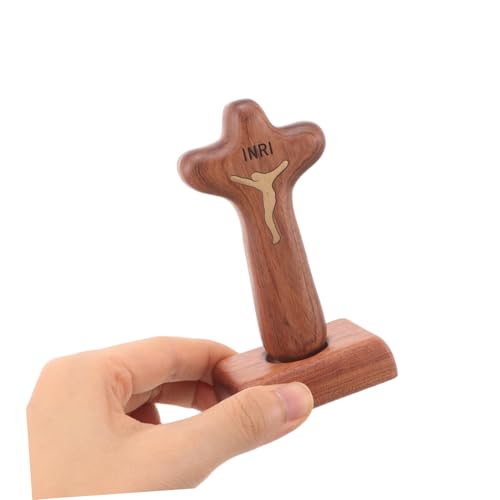 Crucifijo católico pequeño de madera café PRETYZOOM ideal para regalo de comunión 5
