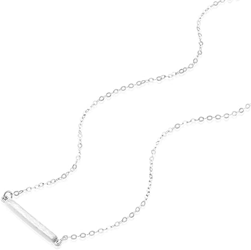 Miniatura 3 de Sterling Silver Bar Necklace - Designer Handmade Horizontal Small Stick Jewelry - 16 inch + 2 inch