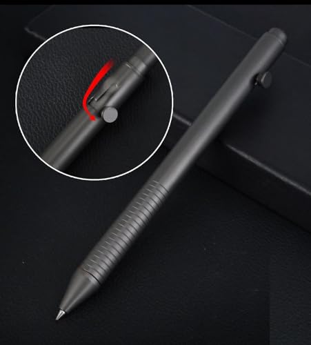 Generic LA018 Dark Grey Titanium Alloy Bolt Action Pen Retractable Gel Pen No Clip Office Pen Compatible thumb #2