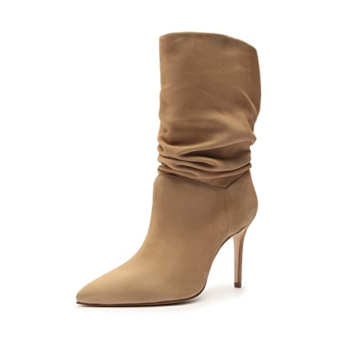 Schutz Women's Ashlee High Heel Mid Calf Boots, Honey Beige, Size 6.5 #TOP21