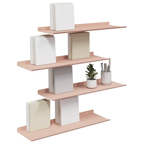 vidaXL Étagère Murale avec étagère 4 pcs Rose 60 x 18 x 2,5 cm, Étagère murale rectangulaire, minimaliste, pour salon, solution de rangement durable, organisateur élégant