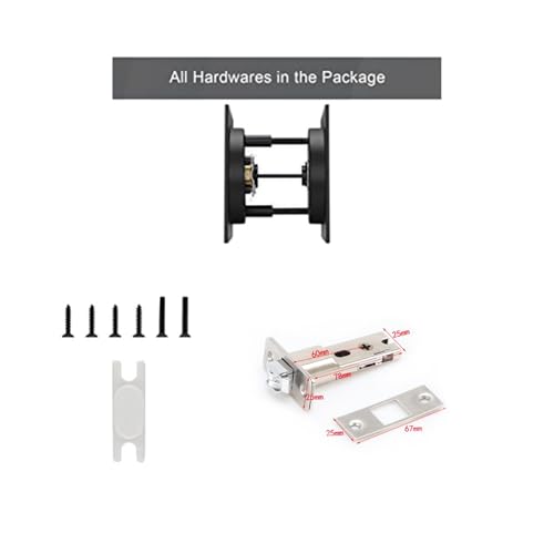 2X Cerradura para Puerta Corredera, Plata Mate, Herraje Contemporáneo para Puerta Corredera de Privacidad, Negro miniatura 4