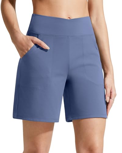 Image of G4Free Evergoing Athletic Shorts for Women with Pockets 6 inch /14 inch Cross Waist