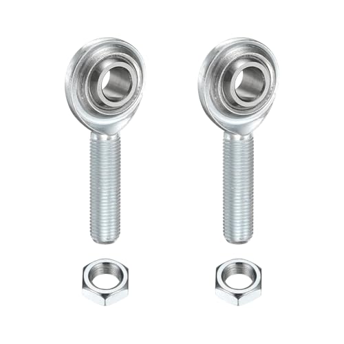 uxcell 2 Pcs CM6 Rod End Bearing 3/8" Bore, 3/8-24 UNF Right Hand Male Thread, 1045 Steel Rod Ends Joint with Jam Nut