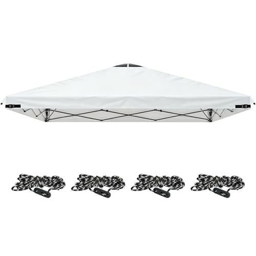 Joramoy 12x12ft Canopy Replacement Top Only Compatible with Ozark Trail Straight Leg Canopy Two Air Vents Adjustable Straps Waterproof Taped Seams for Outdoor Garden Sun Shade(White Top Only)