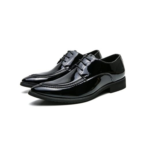 Men's Patent Leather Oxfords - Lace-Up Formal Tuxedo Shoes, Sharp & Elegant for Wedding, Business & Formal Events, Elevate Your Groom/Business Look